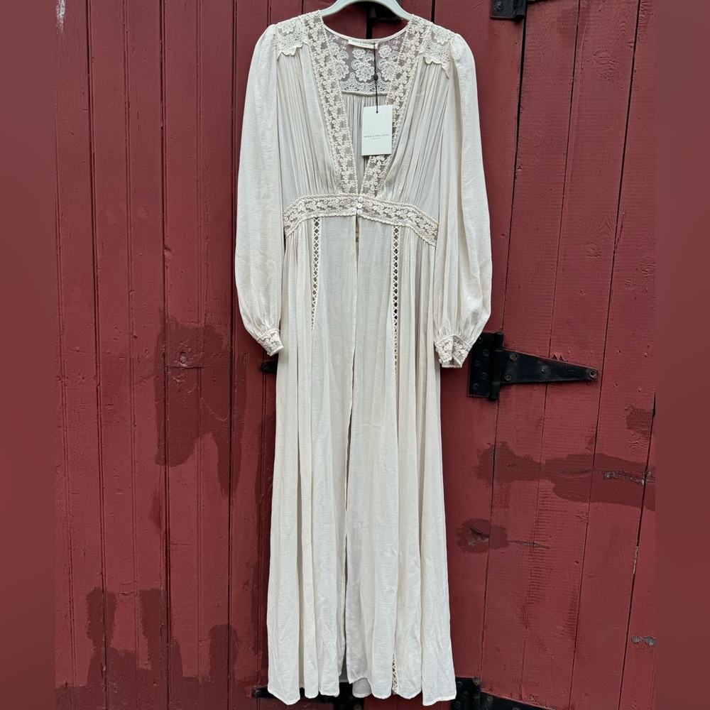 NWT Spell & the Gypsy Le Gauze Lace duster Small new off white dress wedding - Picture 6 of 17